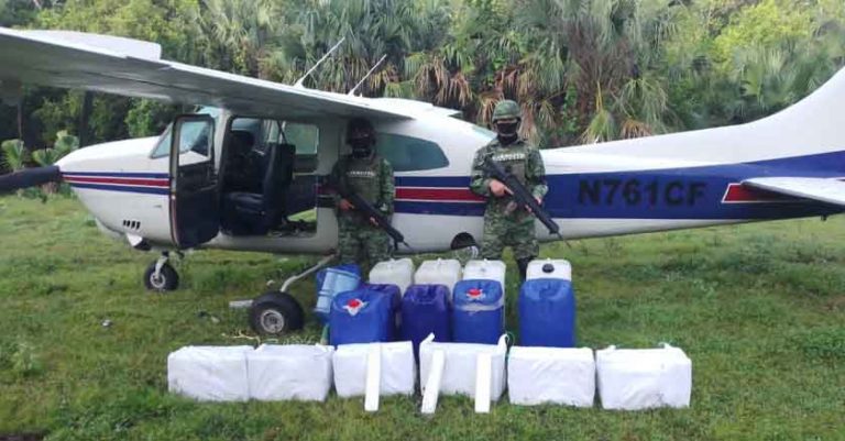 Interceptaron avioneta con 136 kilos de cocaína en Chiapas procedente de Sudamérica