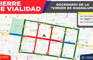 Habrán cierres viales por festividades de la Vírgen de Guadalupe
