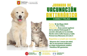 Invita la Secretaría de Salud Municipal a los habitantes de la Colonia Potinaspak a participar en la Campaña de Vacunación Antirrábica canina y felina