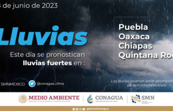 Se pronostican lluvias fuertes para este jueves en Chiapas, Oaxaca, Puebla y Quintana Roo