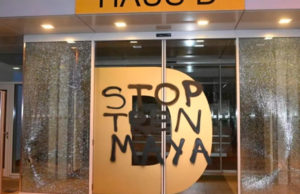 “Stop Tren Maya”: manifestantes en Berlín causan destrozos en empresa contratada para la obra